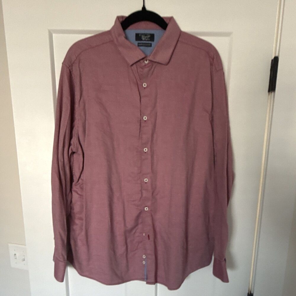 Penguin by Munsingwear Heritage Slim Fit Red Geometric Button-Up Shirt Men's M